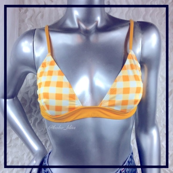 SOLID & STRIPED | Yellow & White Gingham Bikini Top NWT - Picture 4 of 9